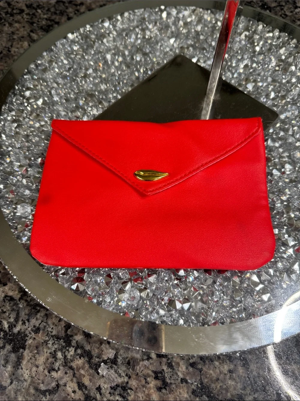 ipsy Red 'Sealed With a Kiss' Gold Lettering Cosmetic Bag